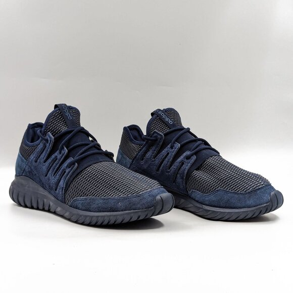 Adidas Men Tubular Radial Navy Blue Suede Fabric Athletic Sneakers